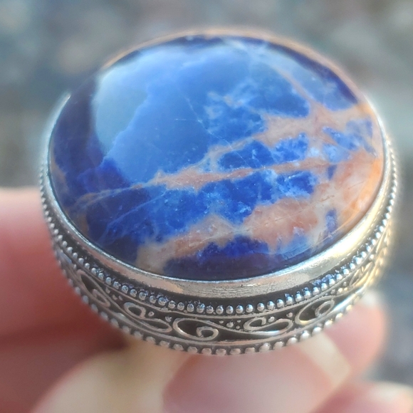 New Oversized Sodalite 925 Silver Ring. - Picture 2 of 12